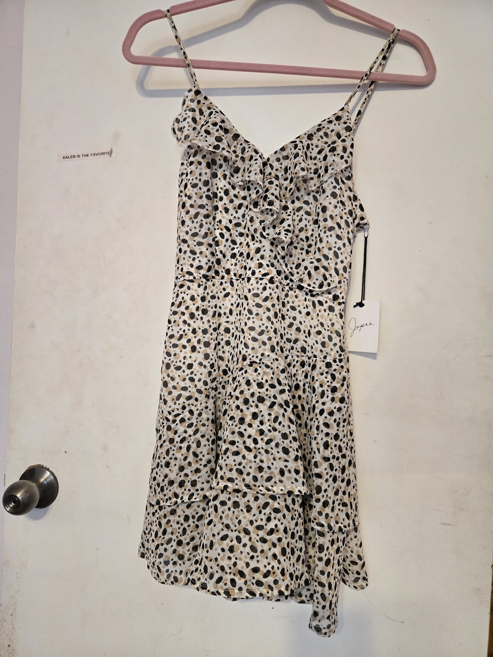 Women's Cream and Black Spotted Ruffle Slip Romper dress